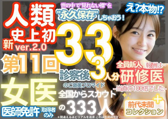 ■【人類史上初!】前代未聞! 今まで覗けなかった日本一かわいい女医さん333人! 第11弾「新人研修医の裸だけが拝める」Xデー到来!!実写系■